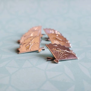 Two Tone Fan Shirt Studs - Shirt Studs, Fans, Japanese, Fan, Unique, Vintage, Free Shipping