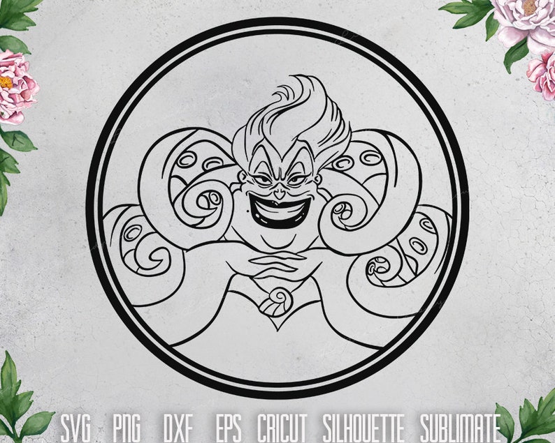 Ursula Svg the Little Mermaid Png Round Frame Sea Witch | Etsy