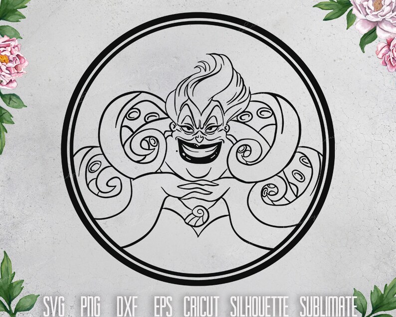Ursula Svg the Little Mermaid Png Round Frame Sea Witch Etsy