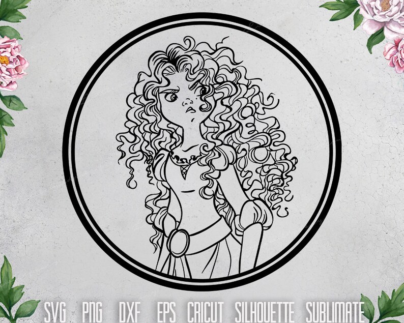 Download Merida Svg Brave Png Round Frame Disney World Redhead | Etsy
