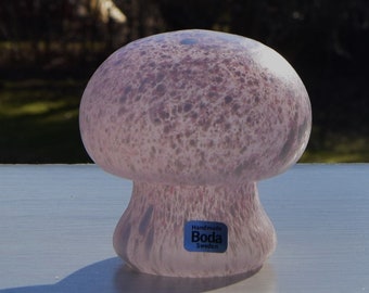 PINK MUSHROOM Art glass Monica Backstrom Kosta Boda Sweden FREE Shipping