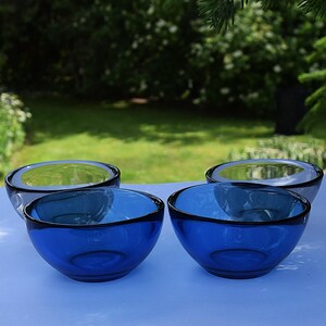 4 Vintage Orrefors Fuga Mini Bowls, Sven Palmqvist Swedish Glass