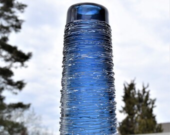 13&quot; tall Blue artglass crystal SPUN Vase, Bengt Edenfalk Skruf Sweden  FREE SHIPPING