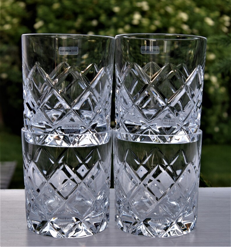 4 WHISKEY OF GLASSES Orrefors Sofiero Cut Crystal Whisky Etsy
