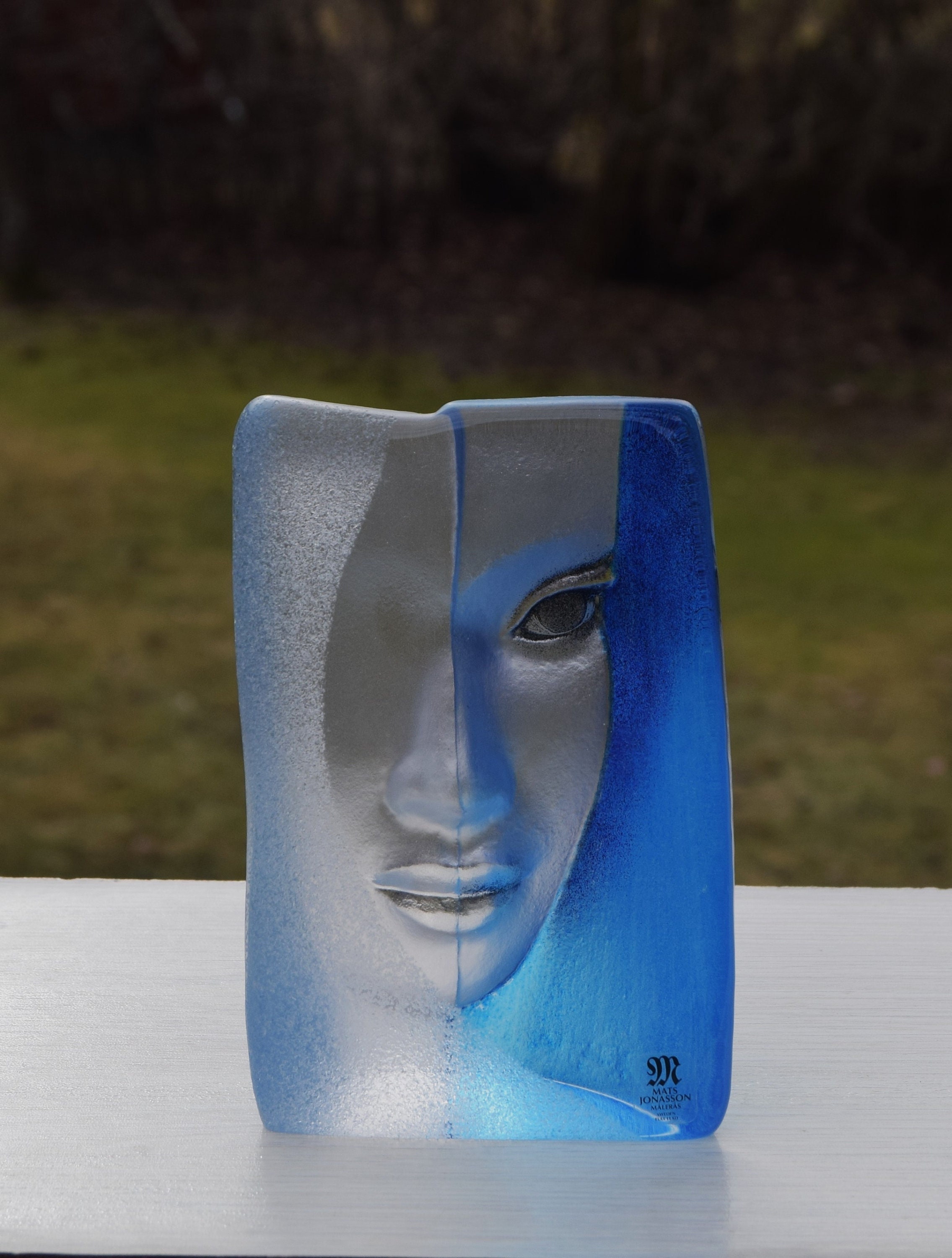 BLUE Art Glass Sculpture MAZZAI Mats Jonasson Crystal Maleras