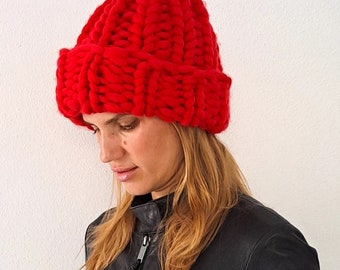 Cappello lavorato a maglia in lana da donna, berretto super grosso, berretto lavorato a maglia grosso, cappello lavorato a maglia invernale