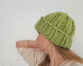 Super Chunky Knit Merino Wool Hat: Winter Knitted Hat