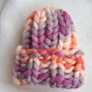 Frauen Grobstrick Beanie, Regenbogen Wolle Winter Strickmütze
