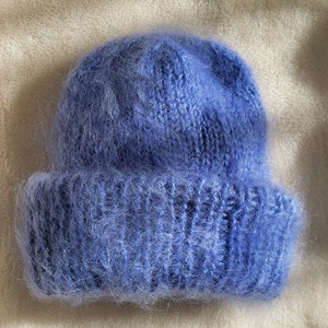 Mohair Beanie, Fluffy Mohair Beanie, Women&#39;s Winter Knit Hat, Women Knit Beanie