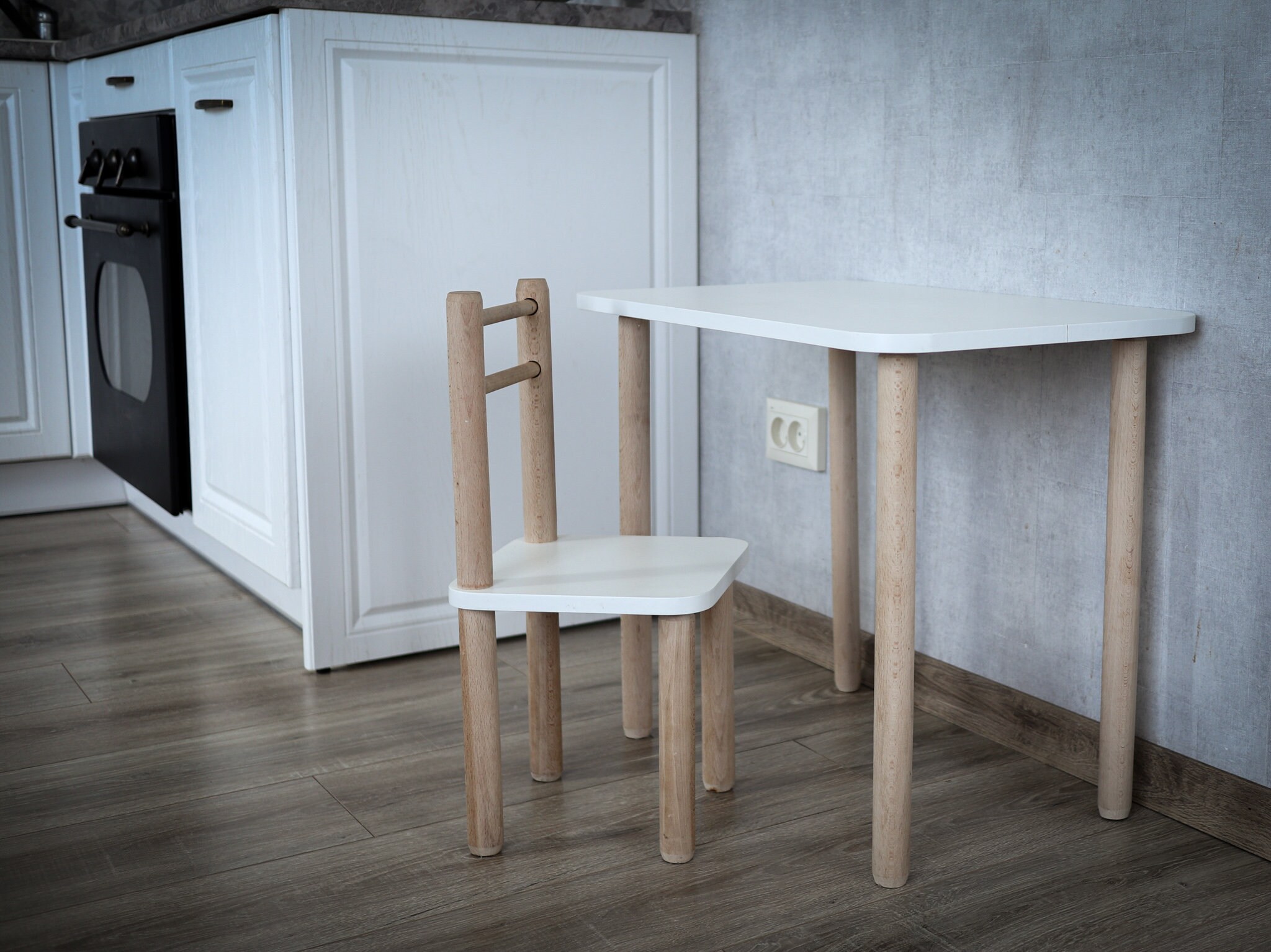 Baby table and chair set of wood. Montessori table and chair Etsy