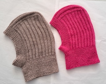 Handmade Merino Wool Balaclava Hood: Mohair Knit Cowl