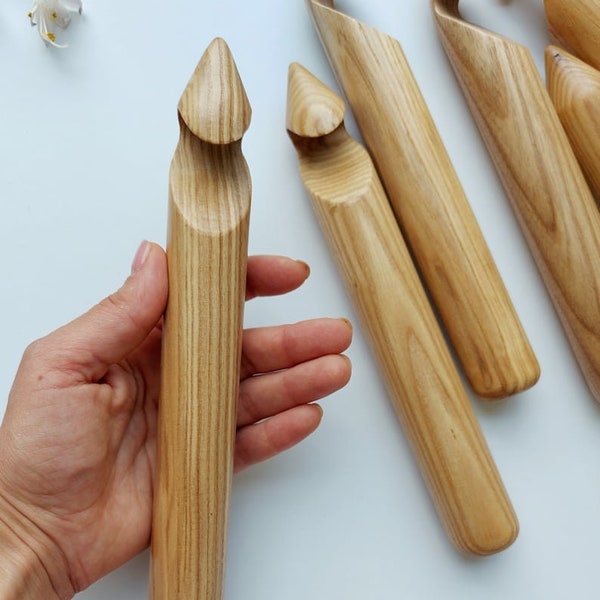 Timber crochet hook.Wooden crochet needle hooks