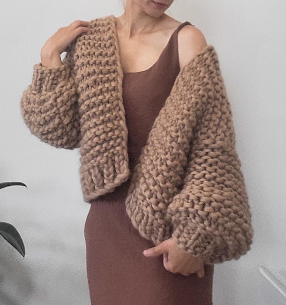 Oversize Cardigan, Chunky Knit Cardigan,100% Wool Cardigan  