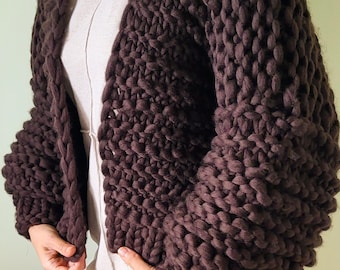 Oversized Knit Cardigan, Chunky rib-knit Cardigan