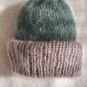 Fluffy knit beanie, Chunky Mohair Beanie, Women&#39;s Winter Knit Hat, Women Knit Beanie,thick mohair hat