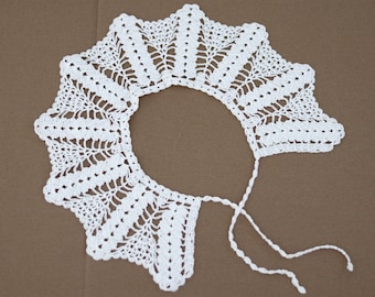 Handmade Crochet Collar: Victorian Style White Cotton Lace