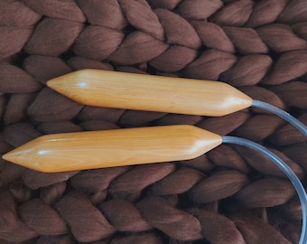 Agujas de tejer de madera de 50 mm y 40 mm, agujas de tejer grandes
