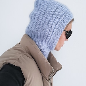 Women’s Knit Balaclava, Balaclava Wool+Silk, Merino wool and mohair hood, Balaclava+Silk mohair, Knitted balaclava