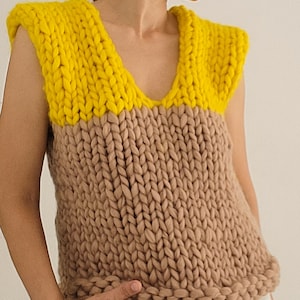 Women&#39;s wool knit vest, crop knitted vest, gift for her