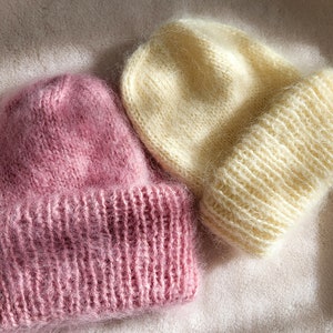 Chunky Mohair Beanie, Fluffy knit hat, Women&#39;s Winter Knit Hat, Women Knit Beanie, thick mohair hat