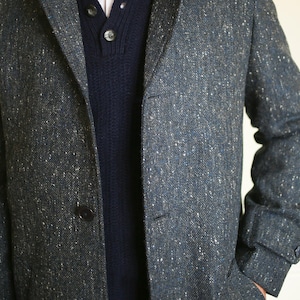 Navy Fleck Cillian Donegal Tweed Coat