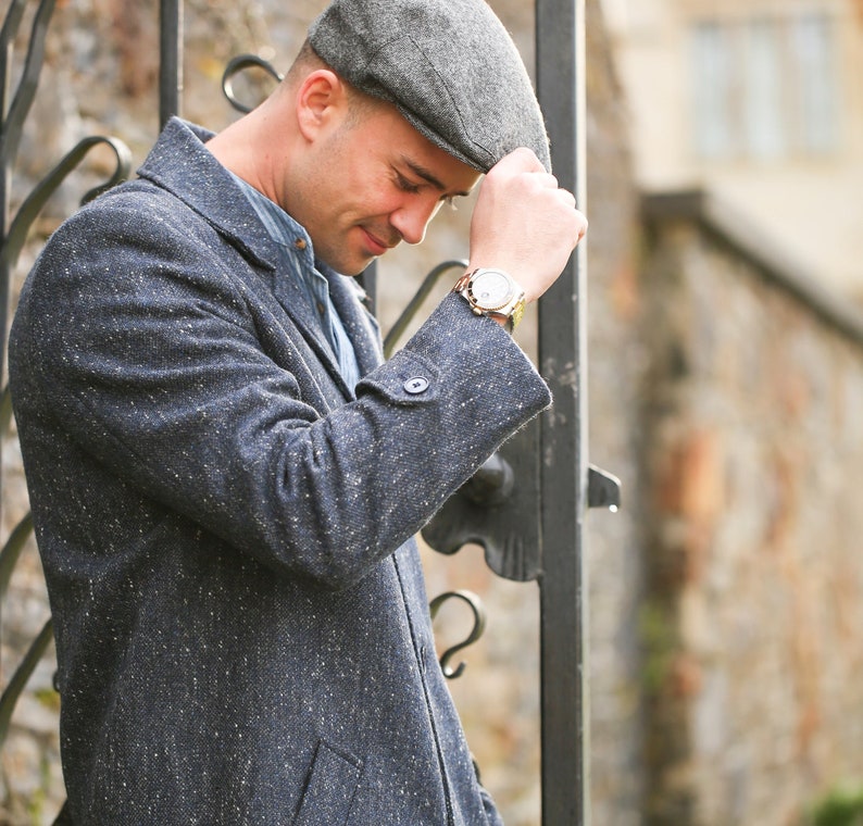 Navy Fleck Cillian Donegal Tweed Coat