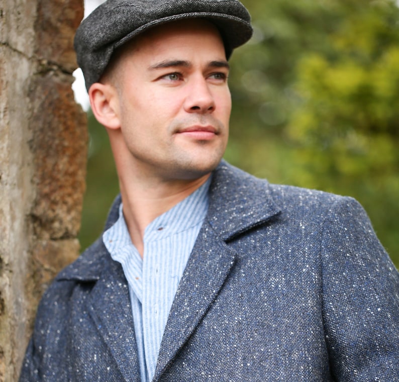 Navy Fleck Cillian Donegal Tweed Coat