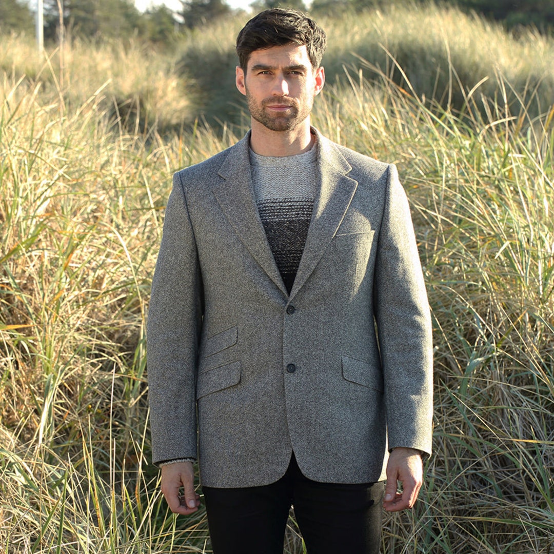 Grey Donegal Tweed Jacket Mens Irish Tweed Jacket Sports Etsy