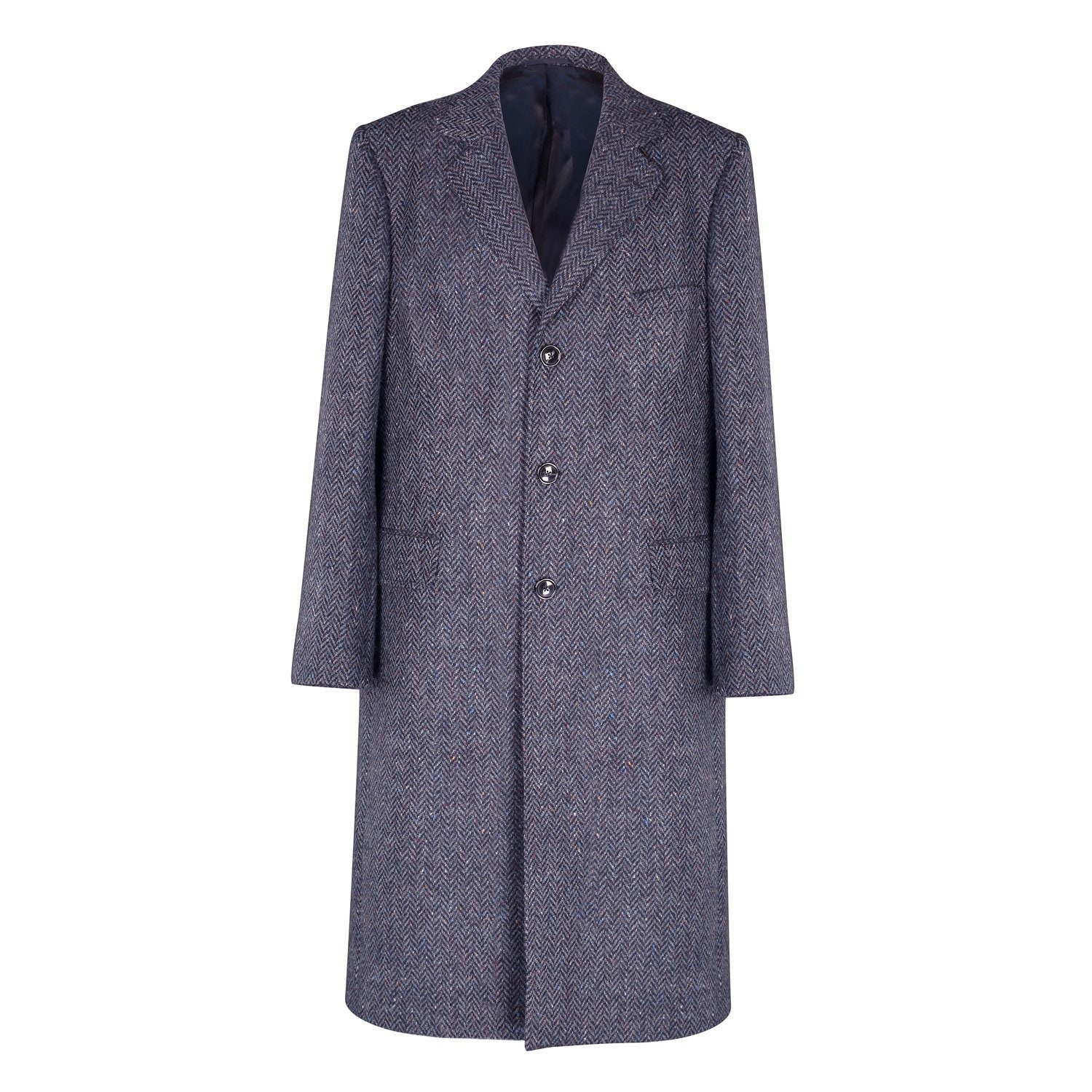 Men's Navy Herringbone Donegal Tweed Overcoat Irish Etsy