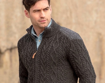 Anthrazit Herren Woll Zip Cardigan
