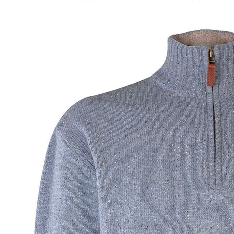 Light Blue Ribbed Half Zip Collared Sweater Vest