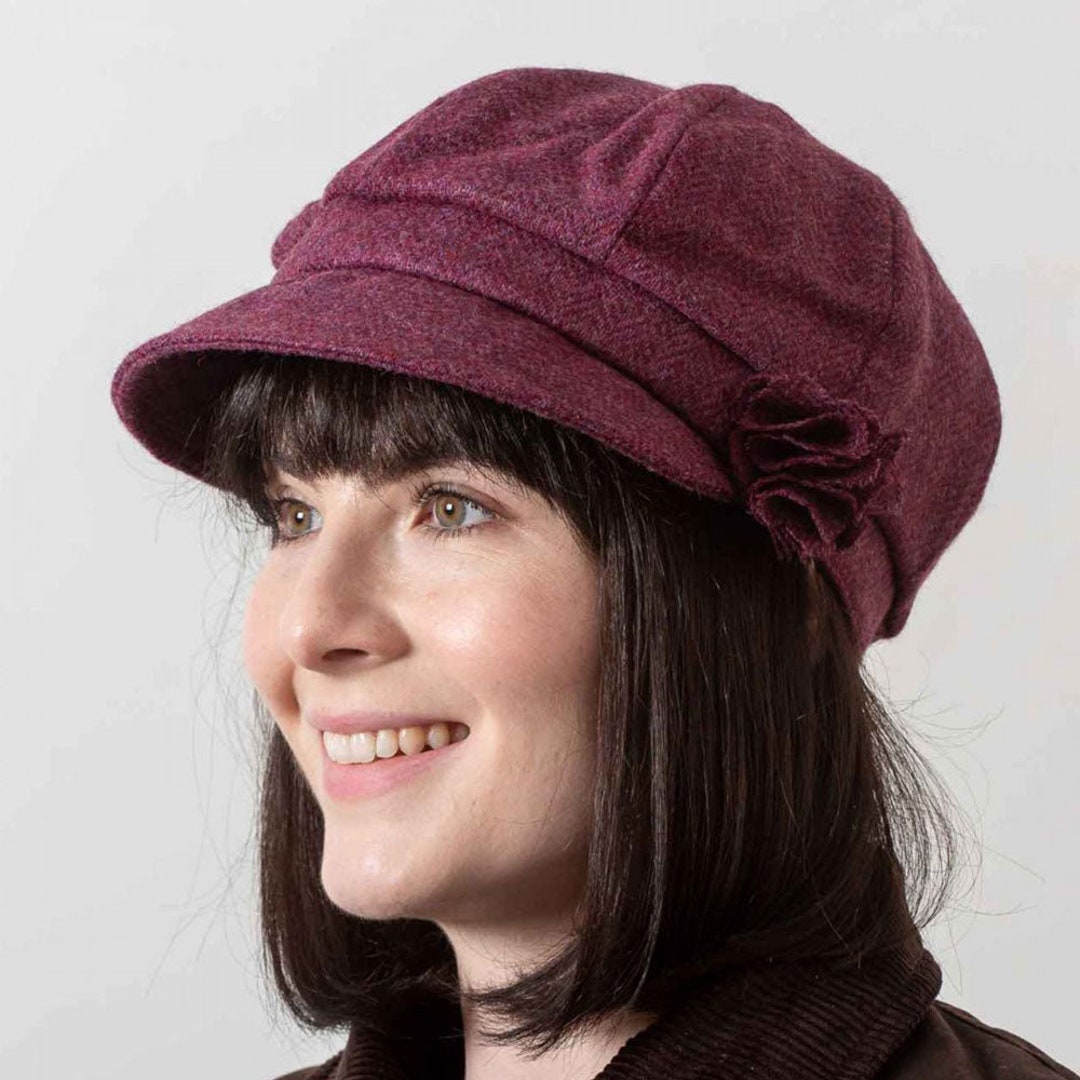 Newsboy Cap, Raspberry Herringbone - Etsy