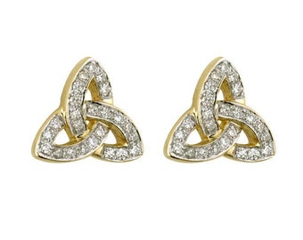 Diamond Trinity Knot Stud Earring - Yellow Gold