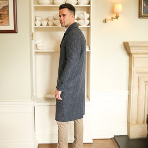 Navy Fleck Cillian Donegal Tweed Coat