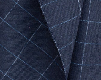 Navy & Blue Windowpane Donegal Tweed Fabric Sample