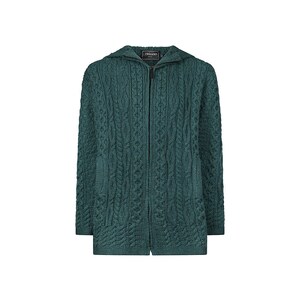 Green Siobhan Hooded Zip Aran Cardigan