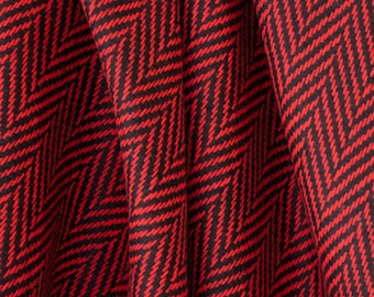 Échantillon de tissu en tweed Donegal Red & Black Herringbone