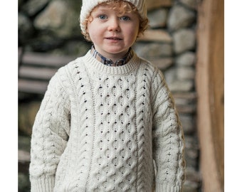 Kids Unisex Aran Sweater, Natural
