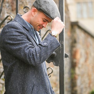 Navy Fleck Cillian Donegal Tweed Coat