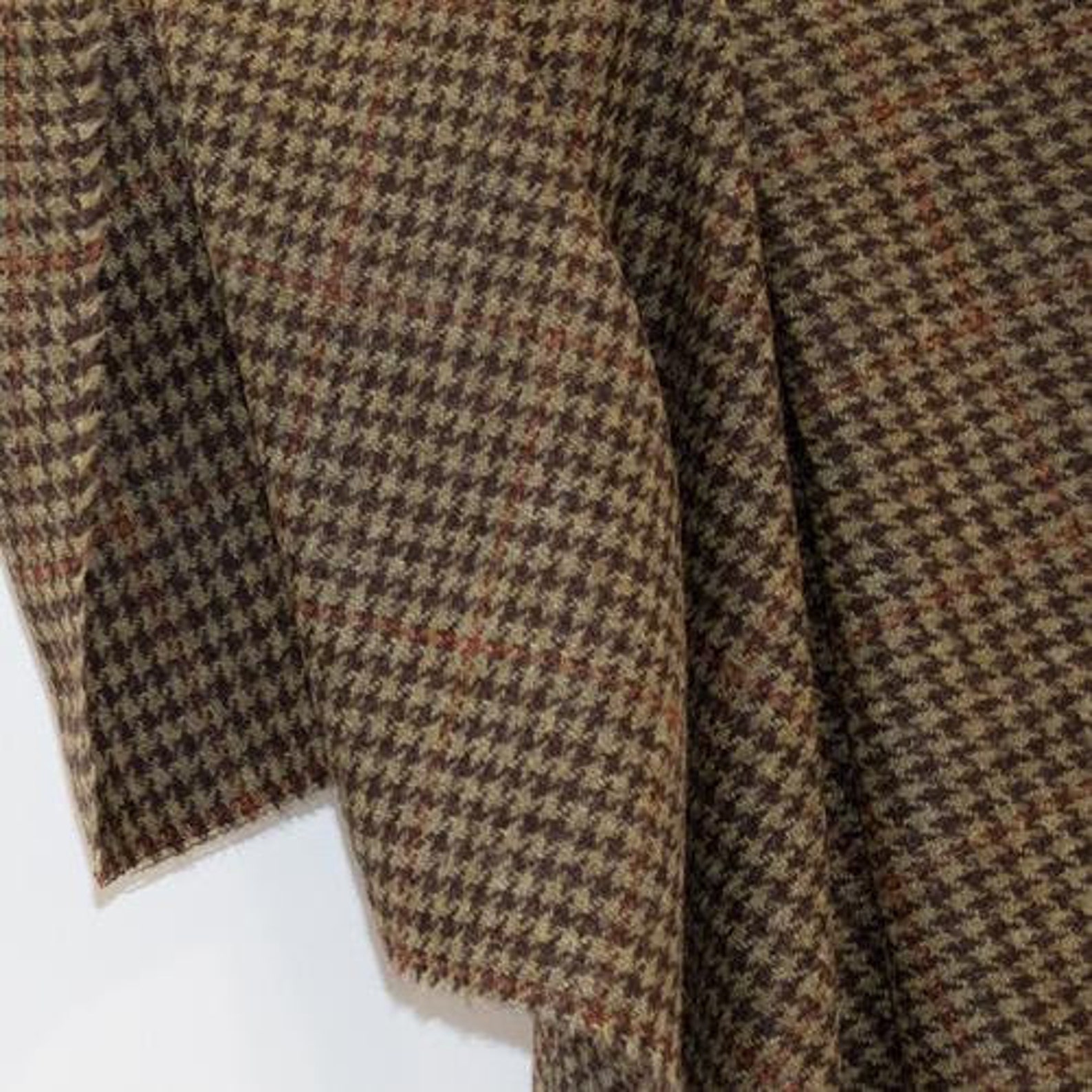 Olive Green Houndstooth Donegal Tweed Fabric Sample | Etsy