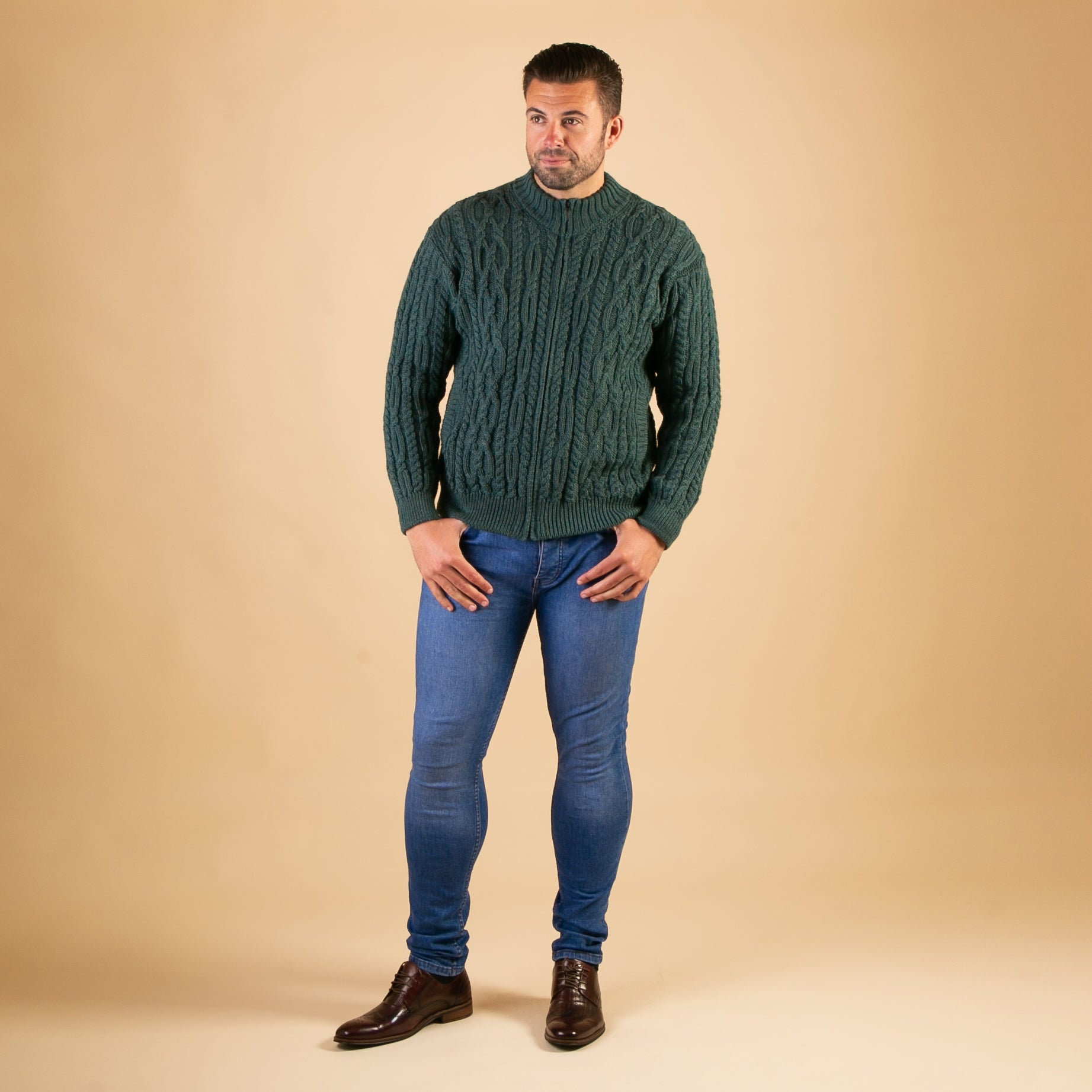 Daniel Grüne Zip-Strickjacke
