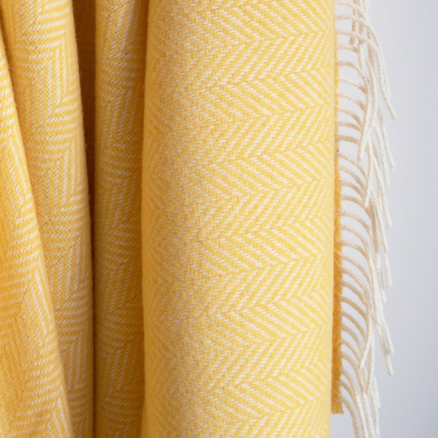 Yellow Herringbone Merino & Cashmere Blanket Etsy