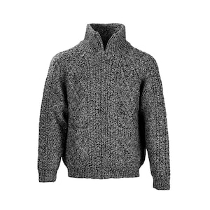 Anthrazit Unisex Handgestrickte Aran Strickjacke