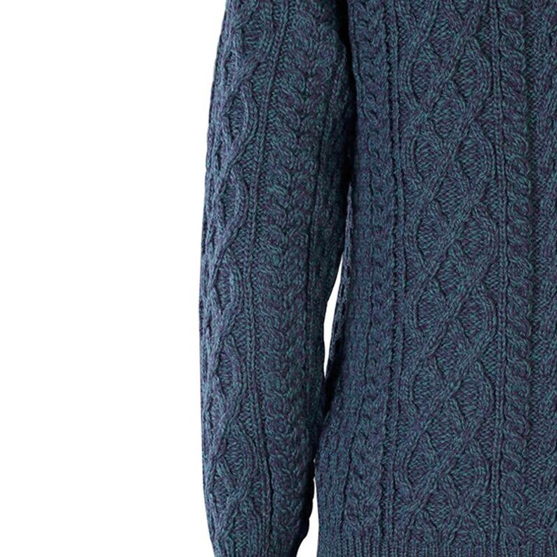 Chunky Knit Sweater Aran Jumper Blue Half Zip Neck Aran Sweater Irish Sweater Men/'s Aran Quarter Zip Sweater Fisherman Sweater