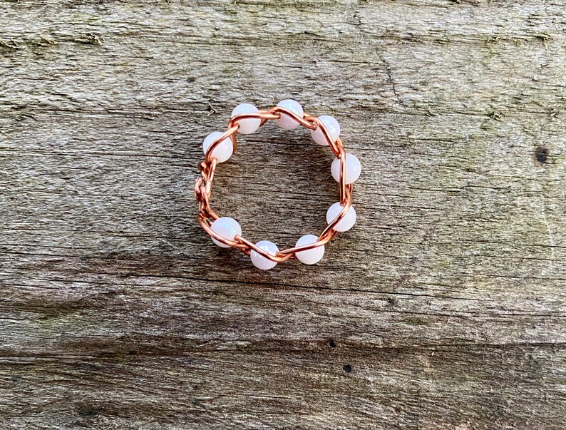 Gold Braided Wire Ring With Glass Beads