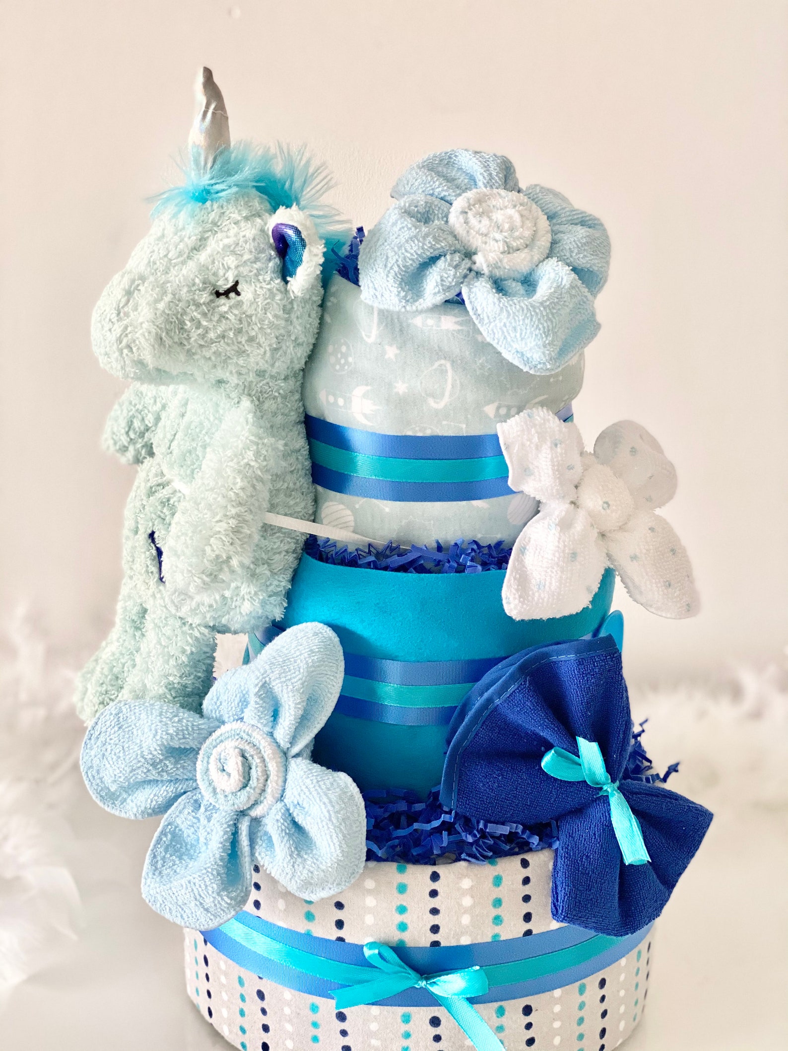 3 Layer Unicorn Diaper Cake/ Baby Boy Gift/Baby Shower Gift/ Etsy