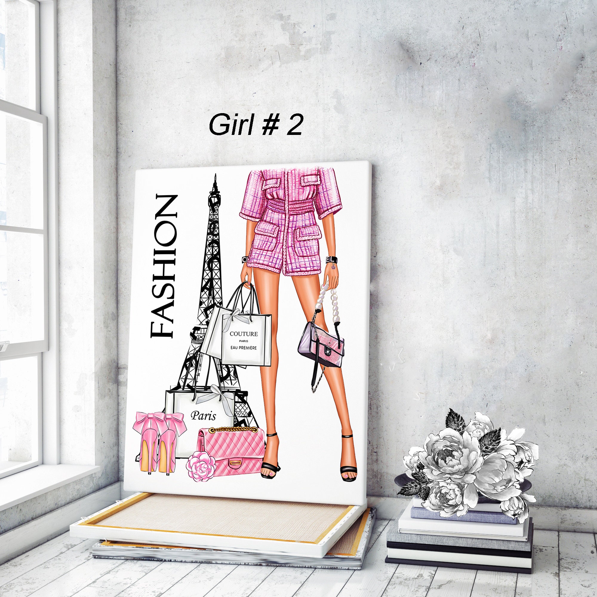 4pcs Fashion Women Canvas Wall Art Print Poster Set Unframed Wall Pictures  Paintings Perfume Makeup Modern Artwork Decor for Dressing Room Bedroom  Bathroom Home Girls Gift 8 x 10inch Pink 