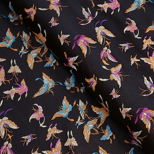 Black Butterfly Brocade Jacquard Fabric - 29&quot; Wide