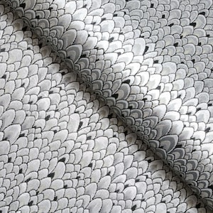 Silver Black Feather Metallic Jacquard, Brocade Fabric, 57 Inches wide, Fabric by the Yard,