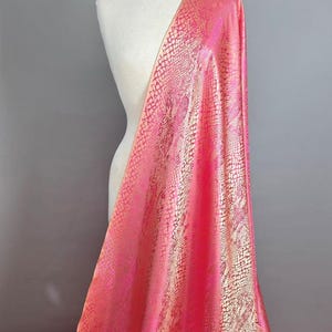 Pink, Gold Animal Skin Print Brocade Fabric, Jacquard, Damask, 36 Inches Wide. image 2